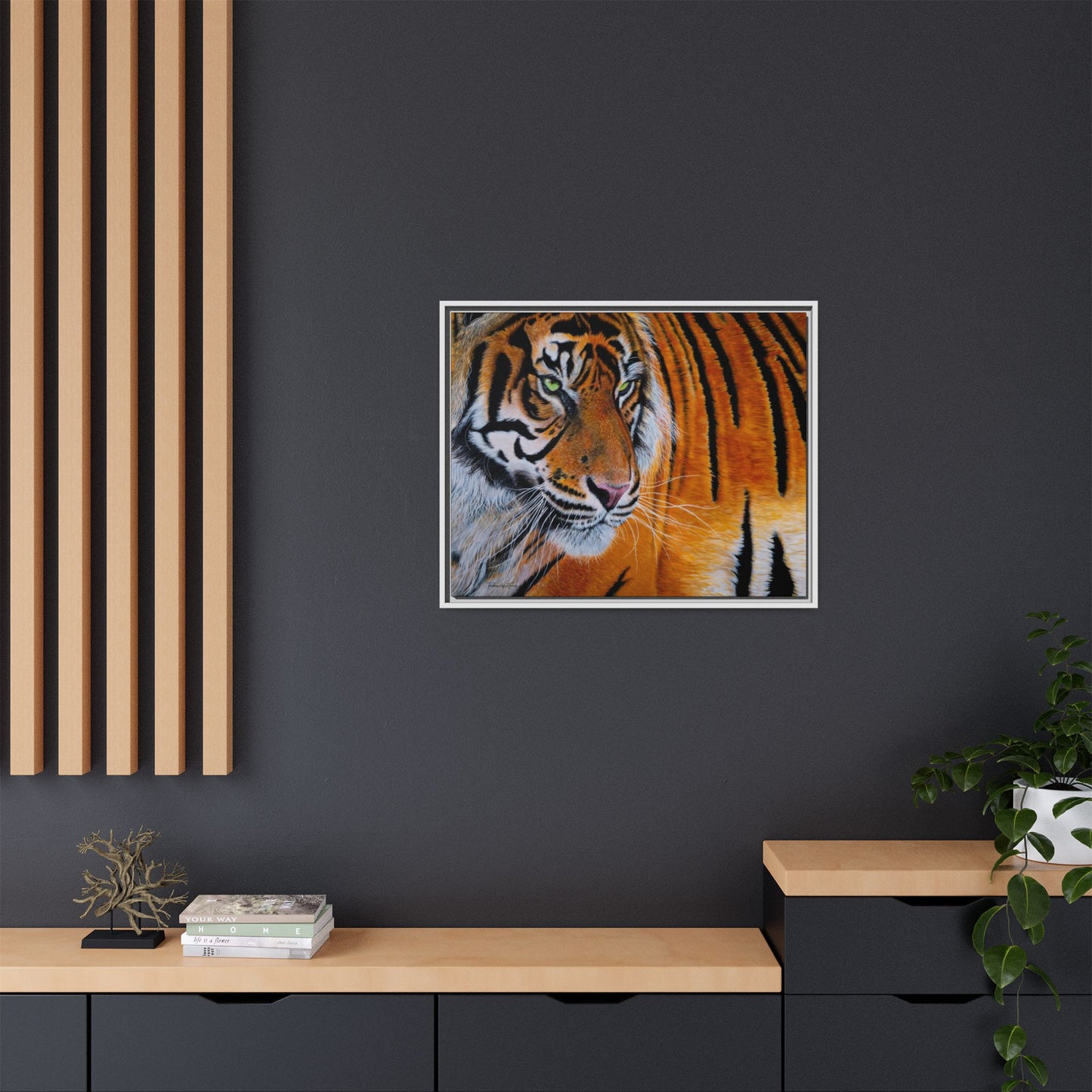 Tiger Stripe, Framed Tiger Canvas Print