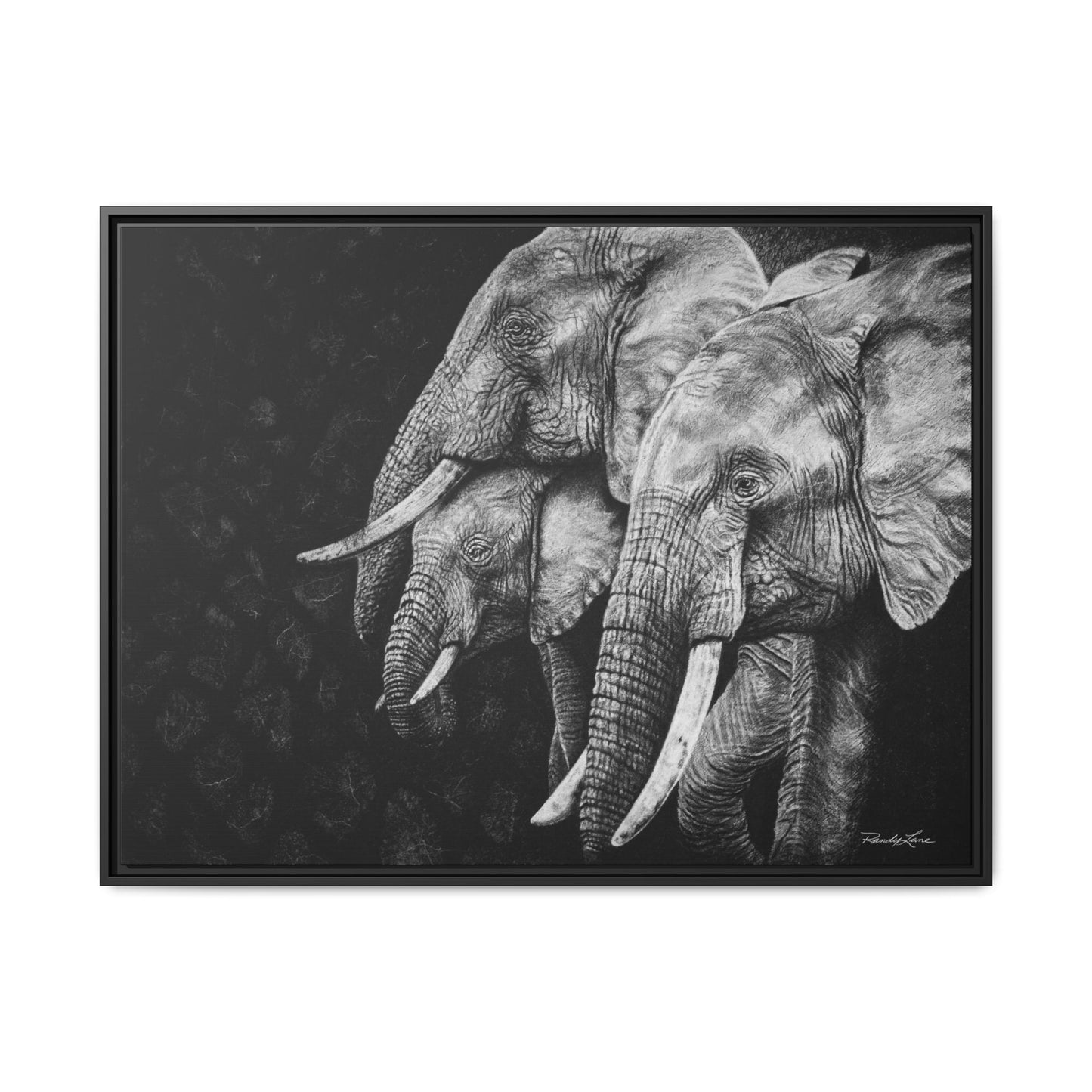 Brushland Bond. Elephant Art Framed Stretched Matte Canvas Print