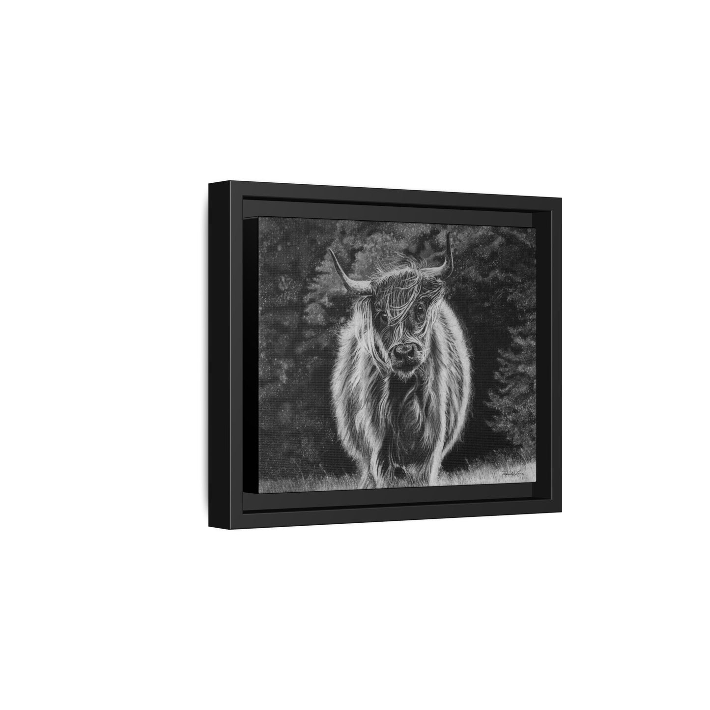Ragamuffin. Highland Cow Framed Stretched Matte Canvas Print
