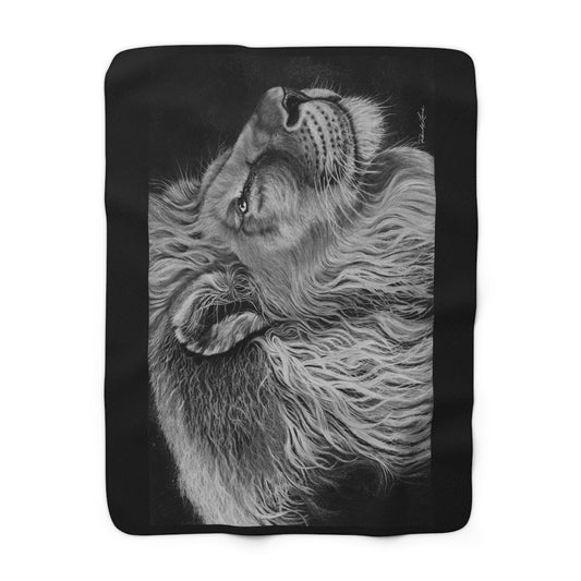 King of Cool, Luxurious Sherpa Fleece Blanket with Majestic Lion Design
