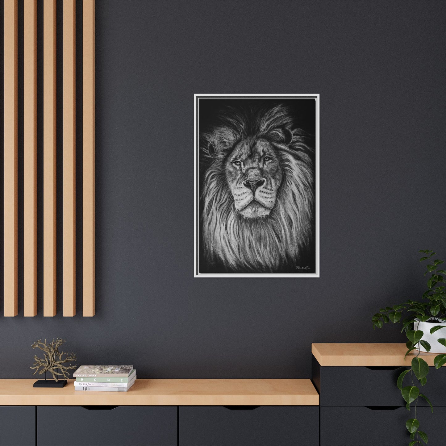 The Mane Event, Matte Canvas Lion Prints, Framed (Multi-color)