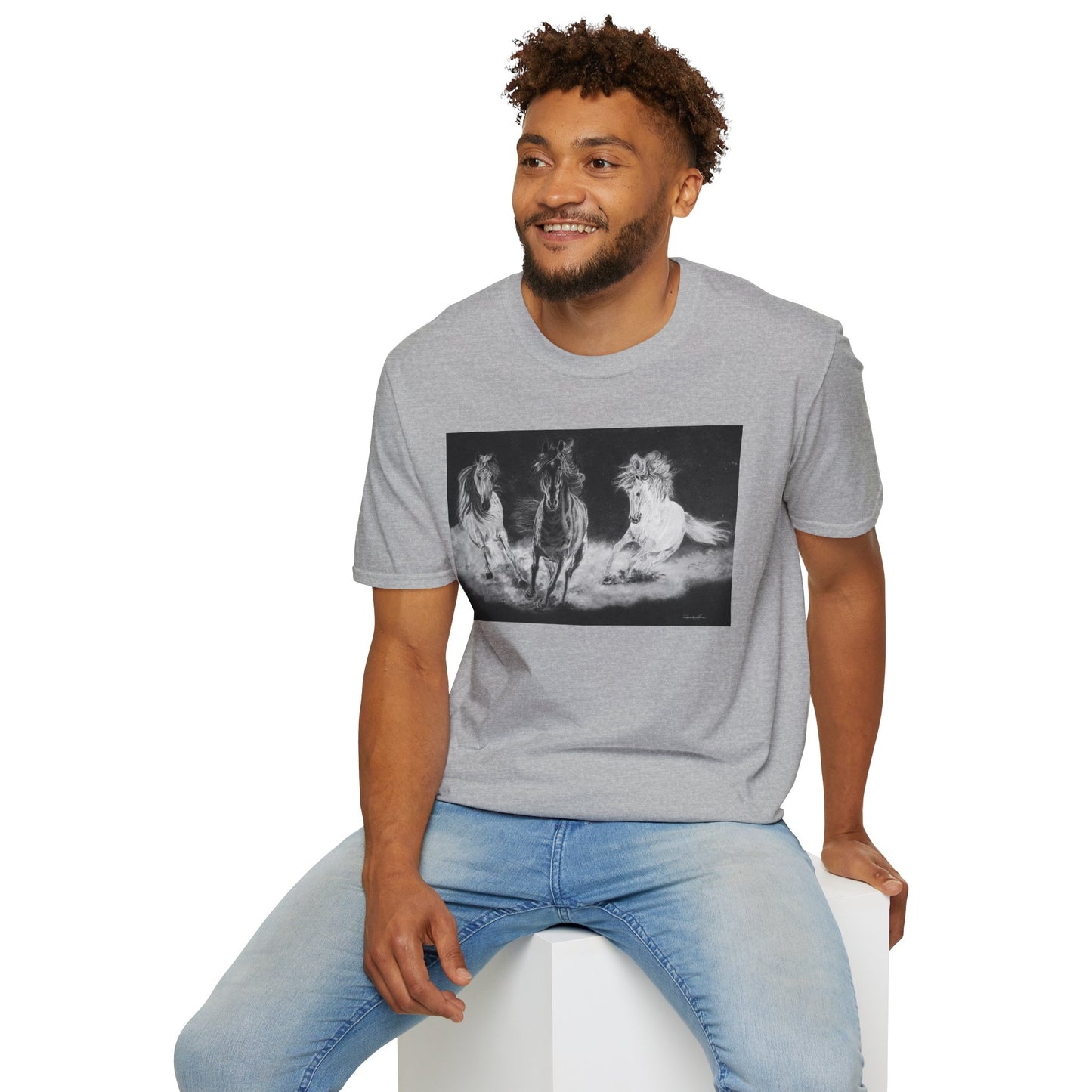 Midnight Run. Horse Graphic Unisex T-Shirt, Soft Cotton Shirt