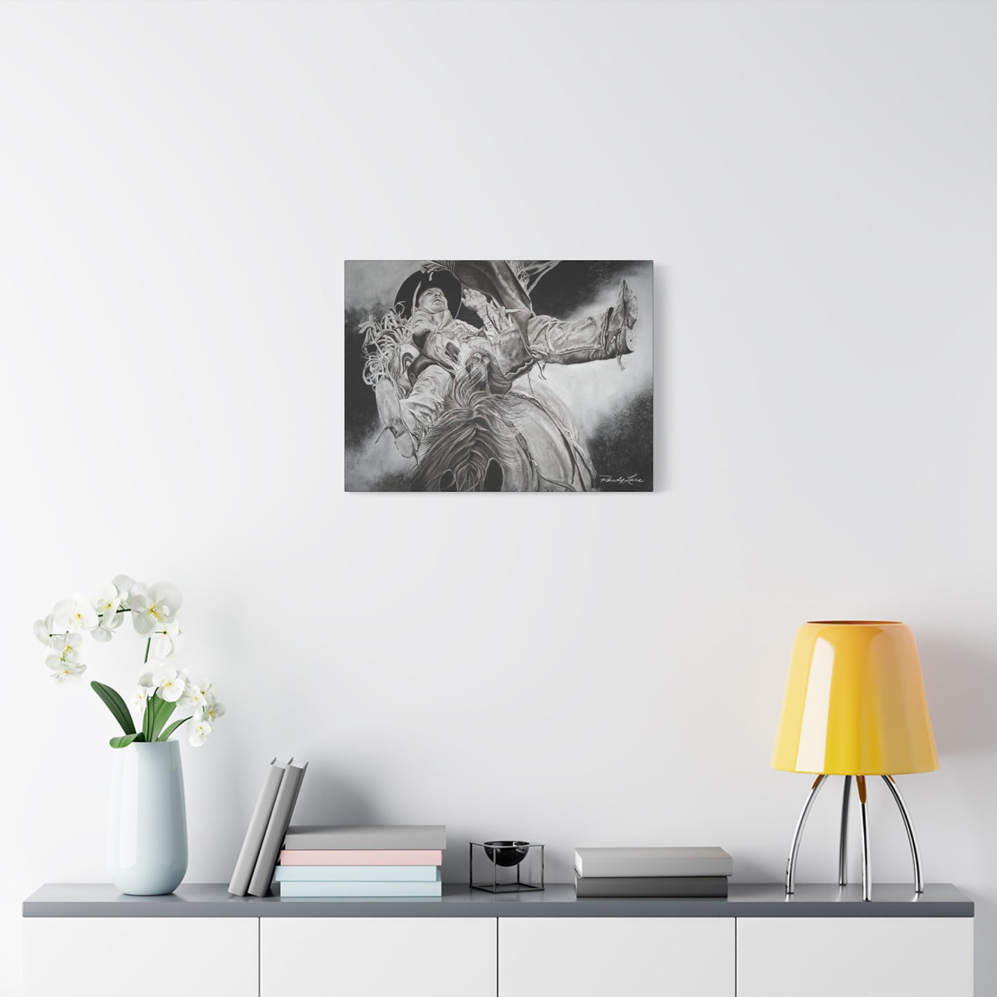 Battle Tested, Rodeo Bareback Rider Painting, Stretched Matte Canvas Print