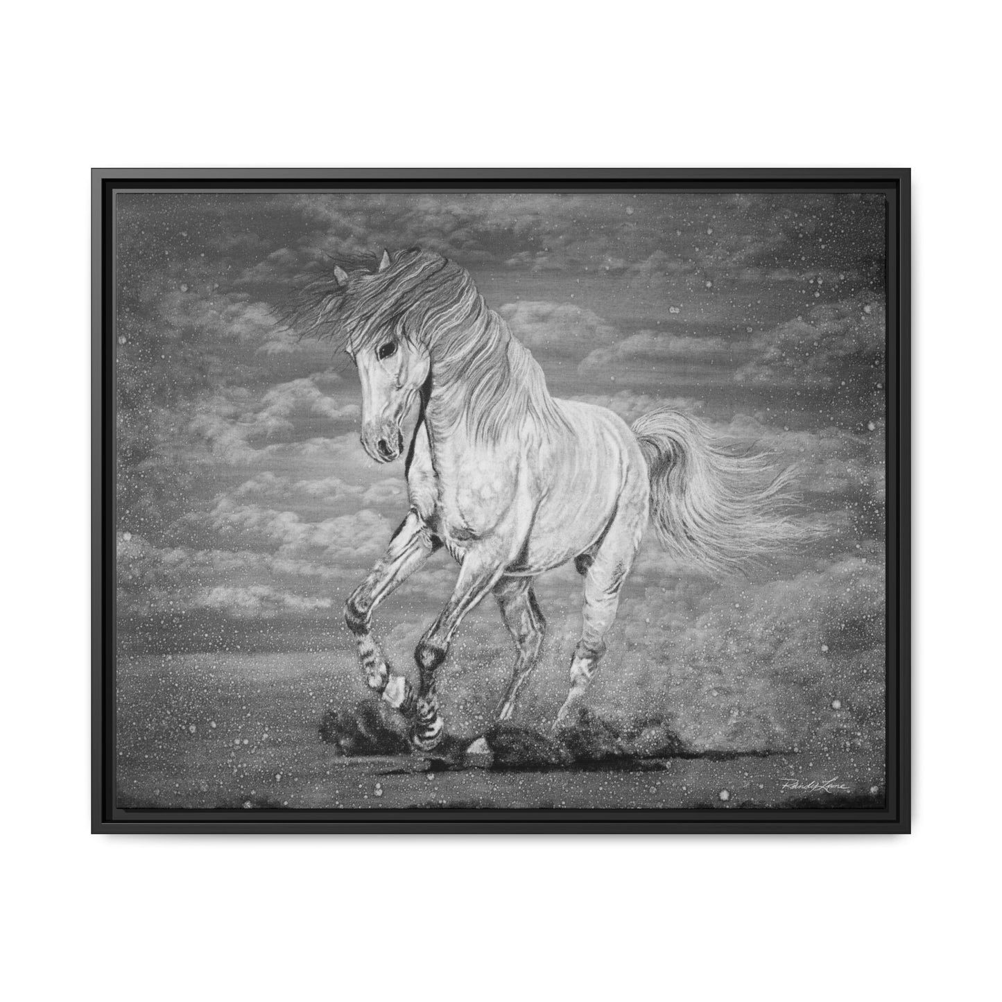 Equine Elegance. Prancing Horse Framed Stretched Matte Canvas Print