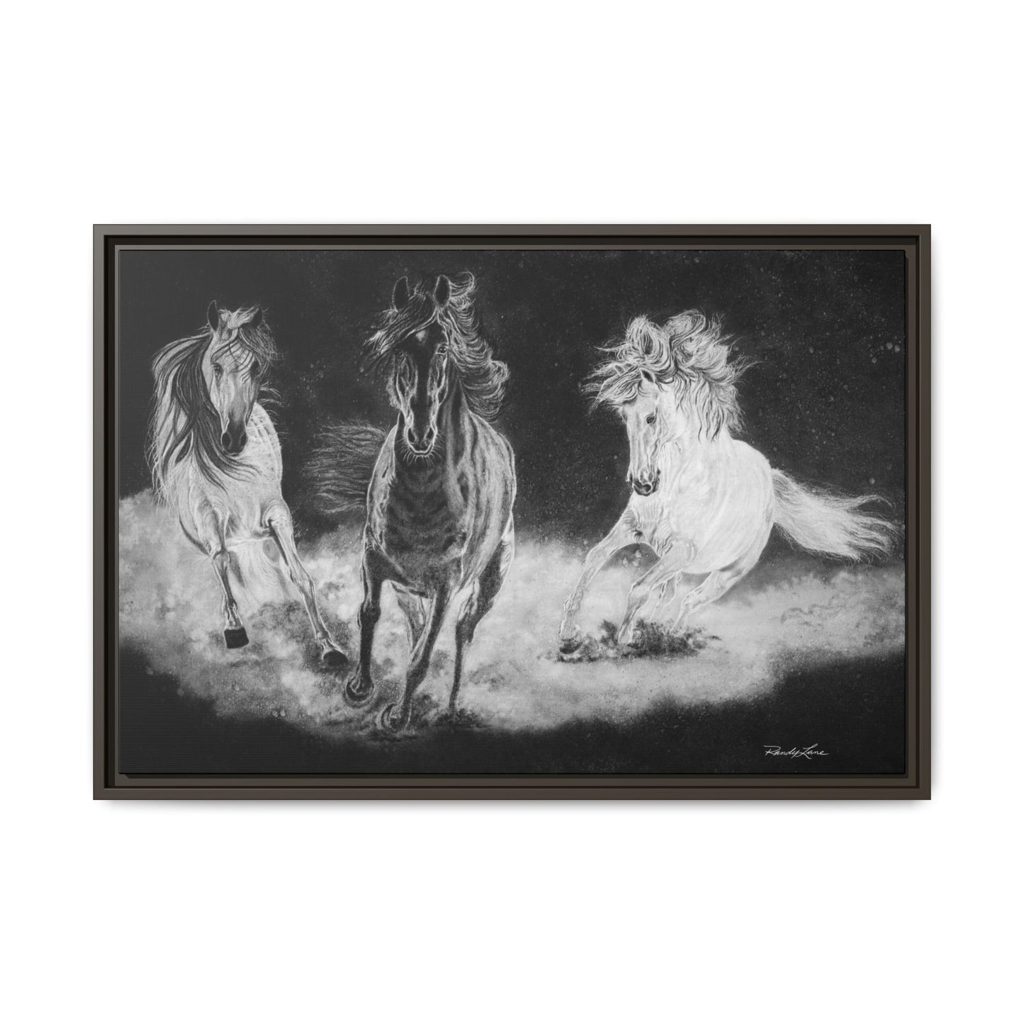 Midnight Run. Framed Stretched Matte Canvas Fine Art Horse Print