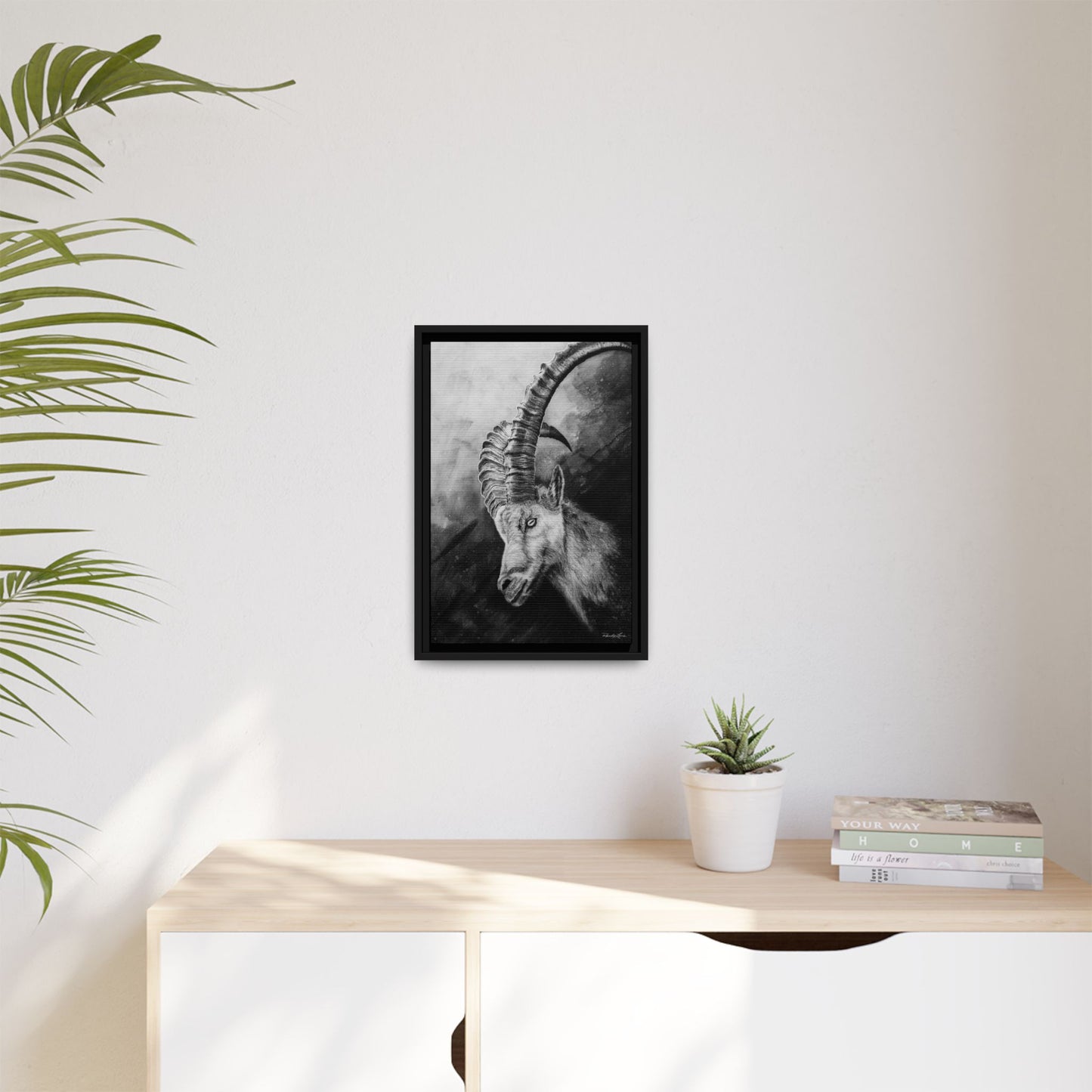 Apex,  Alpine Mountain Goat, Framed Matte Canvas Art Print,