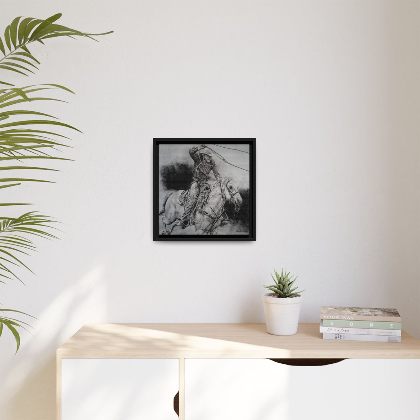 Let it Fly, Rodeo Tie-down Roper Painting, Matte Framed Stretched Canvas