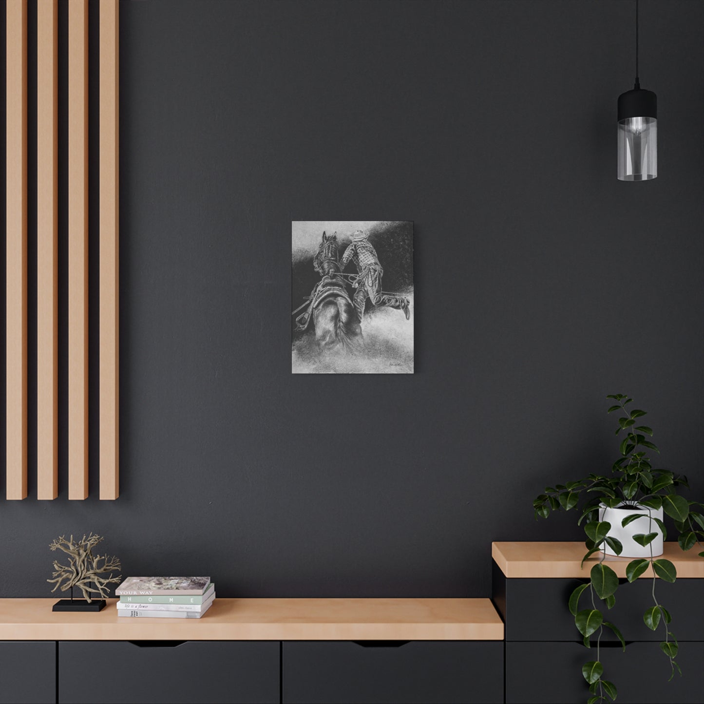 The Dismount. Steer Roper Stretched Canvas Wall Art
