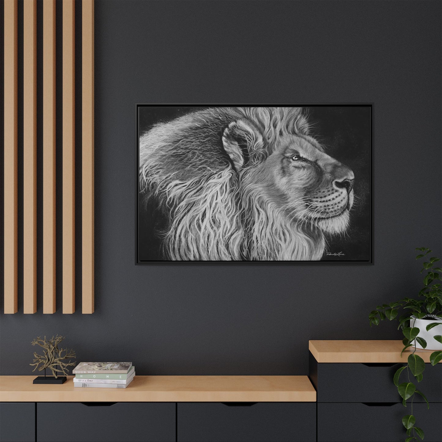 King of Cool, Majestic Lion Framed Canvas Art