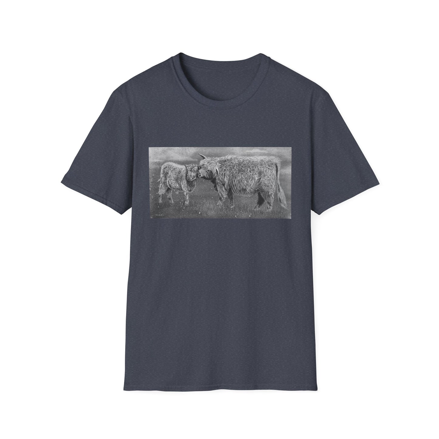 Highland Love, Highland Cow Print Unisex Softstyle T-Shirt