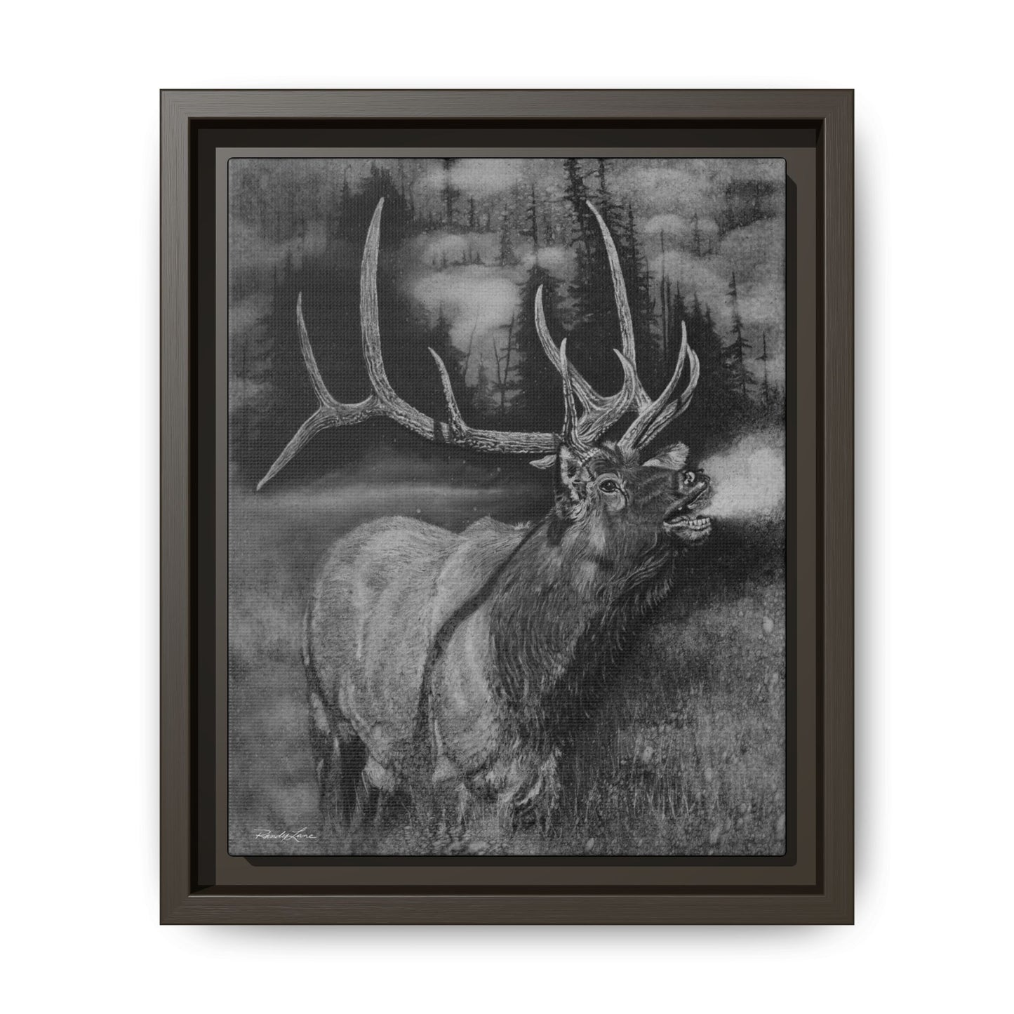 Mountain Music, Framed Elk Matte Canvas Print