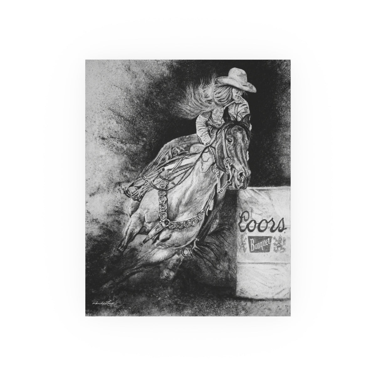 Sophie's Run, Barrel Racer Cowgirl Fine Art Print— Satin or Archival Matte