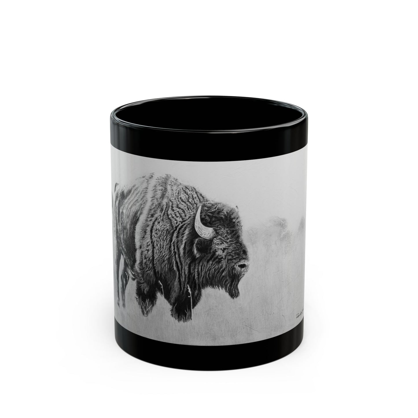 Prairie Bison, Bison Painting Black Ceramic Mug (11oz/15oz)