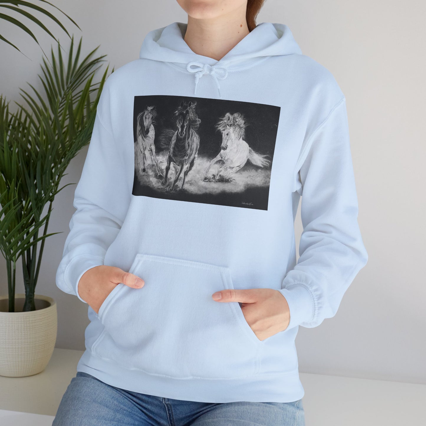 Midnight Run. Horse Cozy Unisex Hooded Pullover