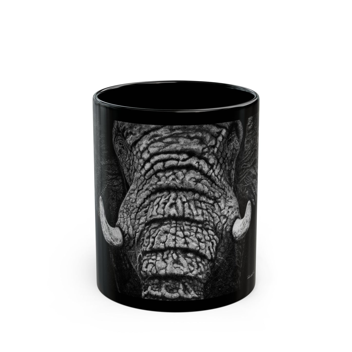Ebony and Ivory, Elephant Art Black Mug