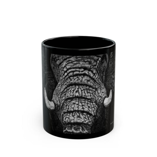 Ebony and Ivory, Elephant Art Black Mug