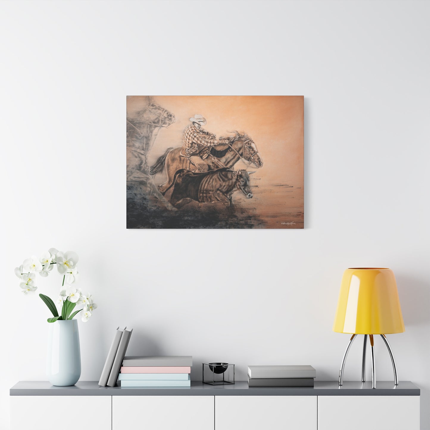 Get Some. Bulldogging Art Stretched Matte Canvas Print