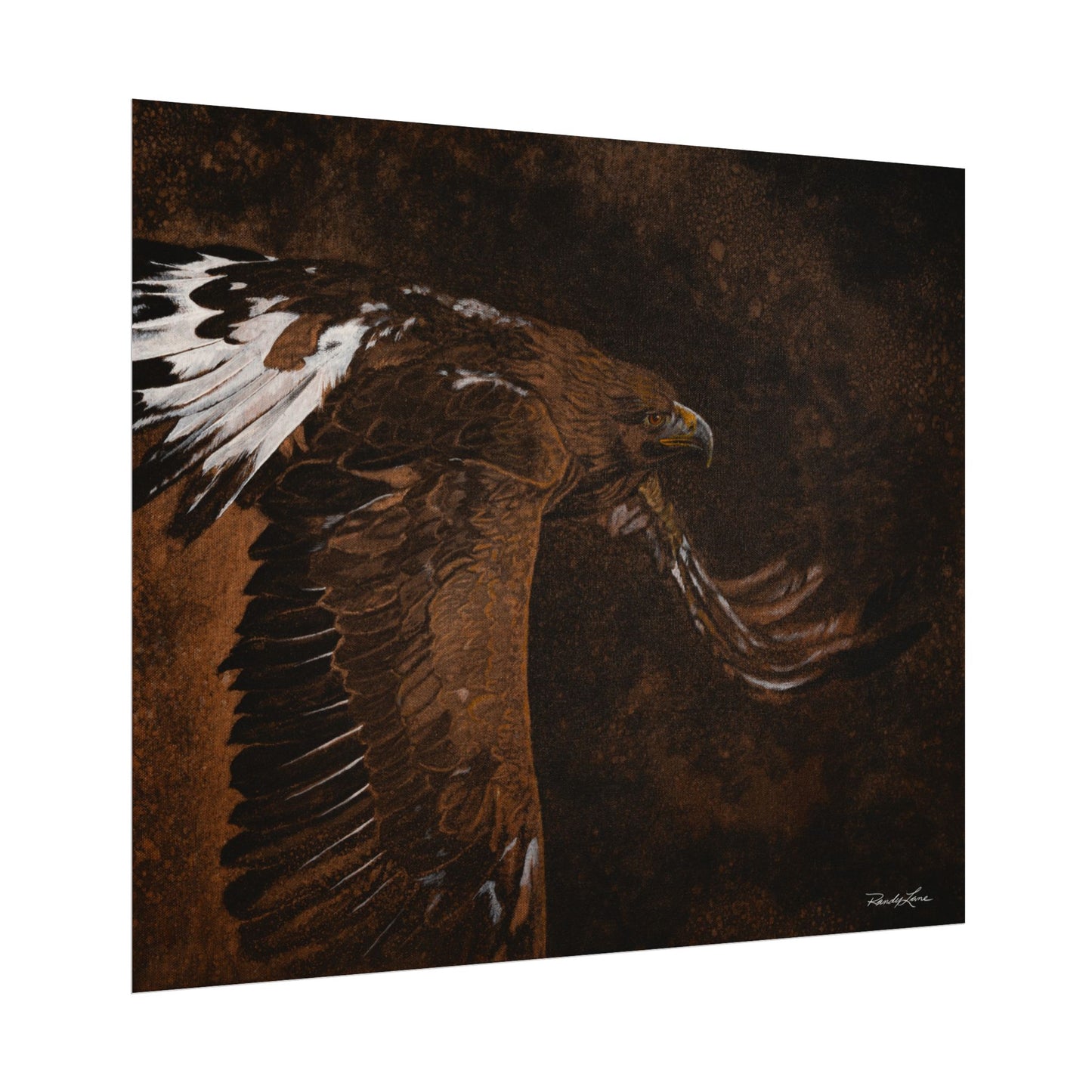Golden Flight, Eagle Wall Art Print, Textured Matte Print Decor