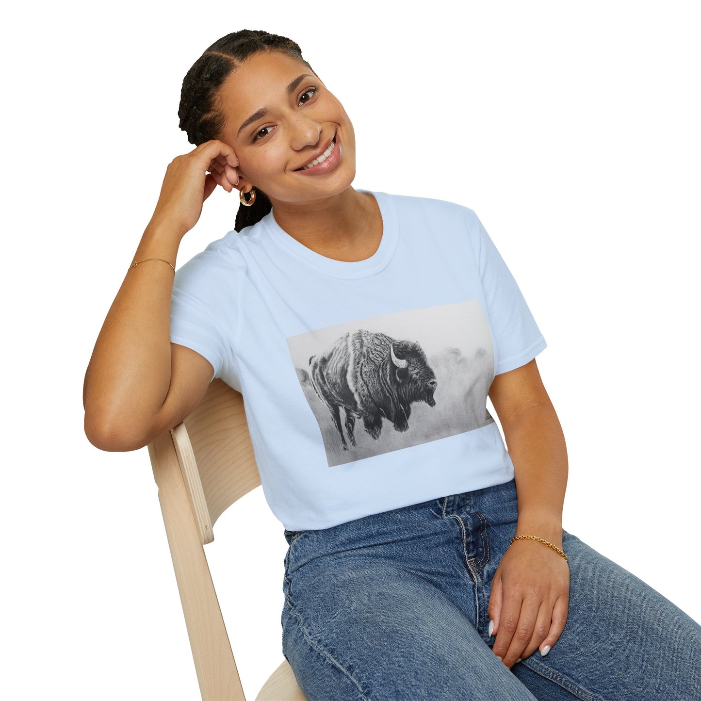 Prairie Bison, Bison Painting T-Shirt — Buffalo Wildlife Tee