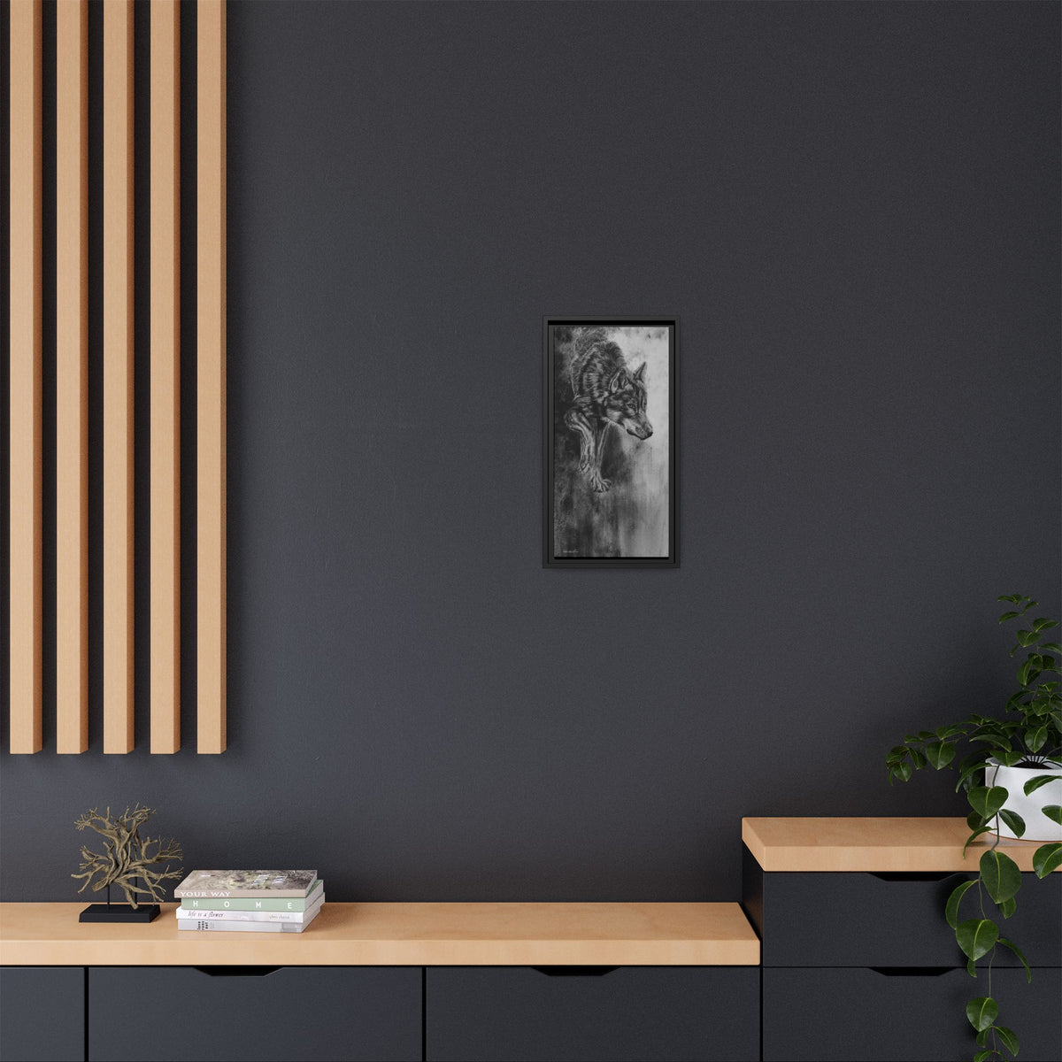 Specter, Wolf Portrait Framed Matte Canvas Wall Art