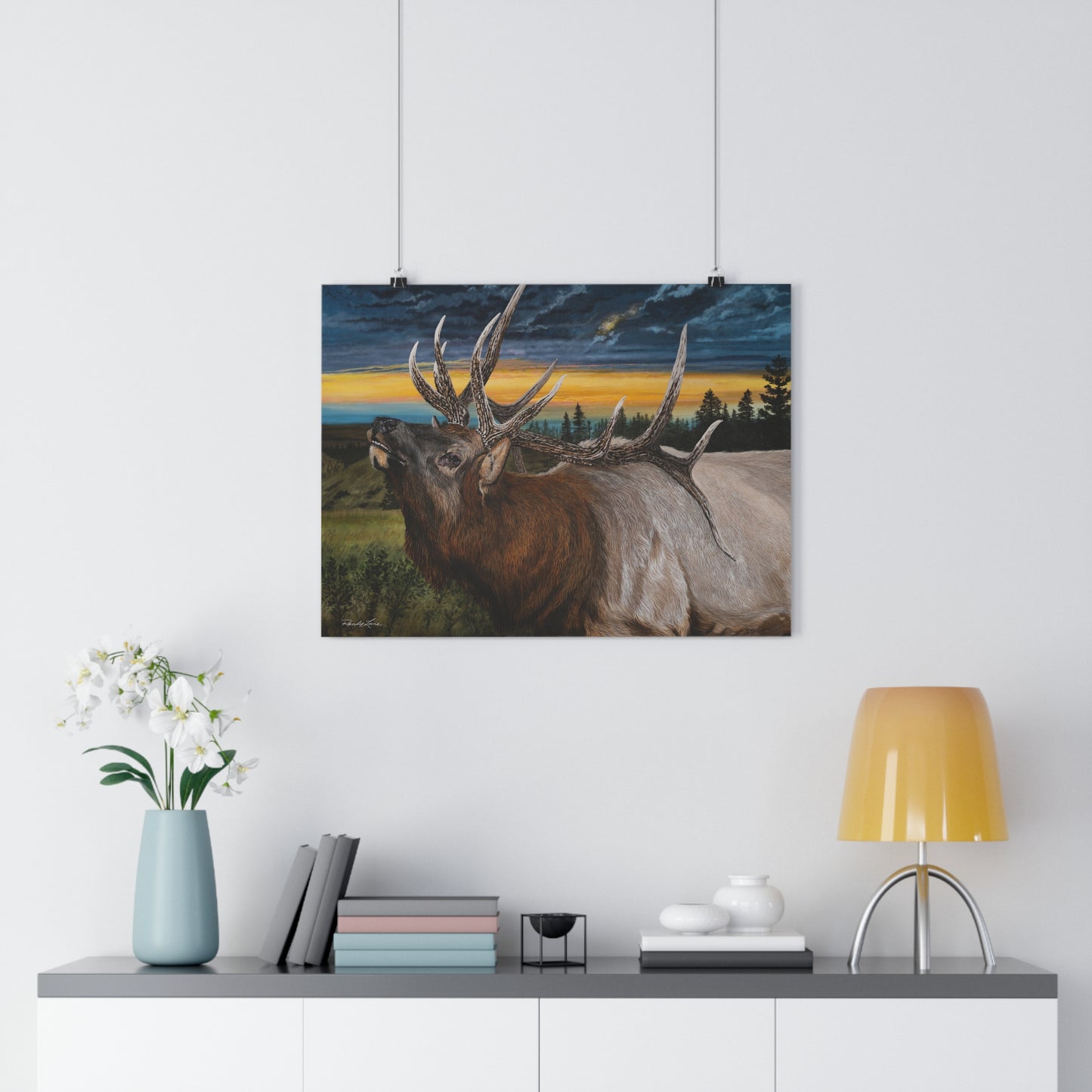 Sunset Serenade, Majestic Elk Giclée Art Print