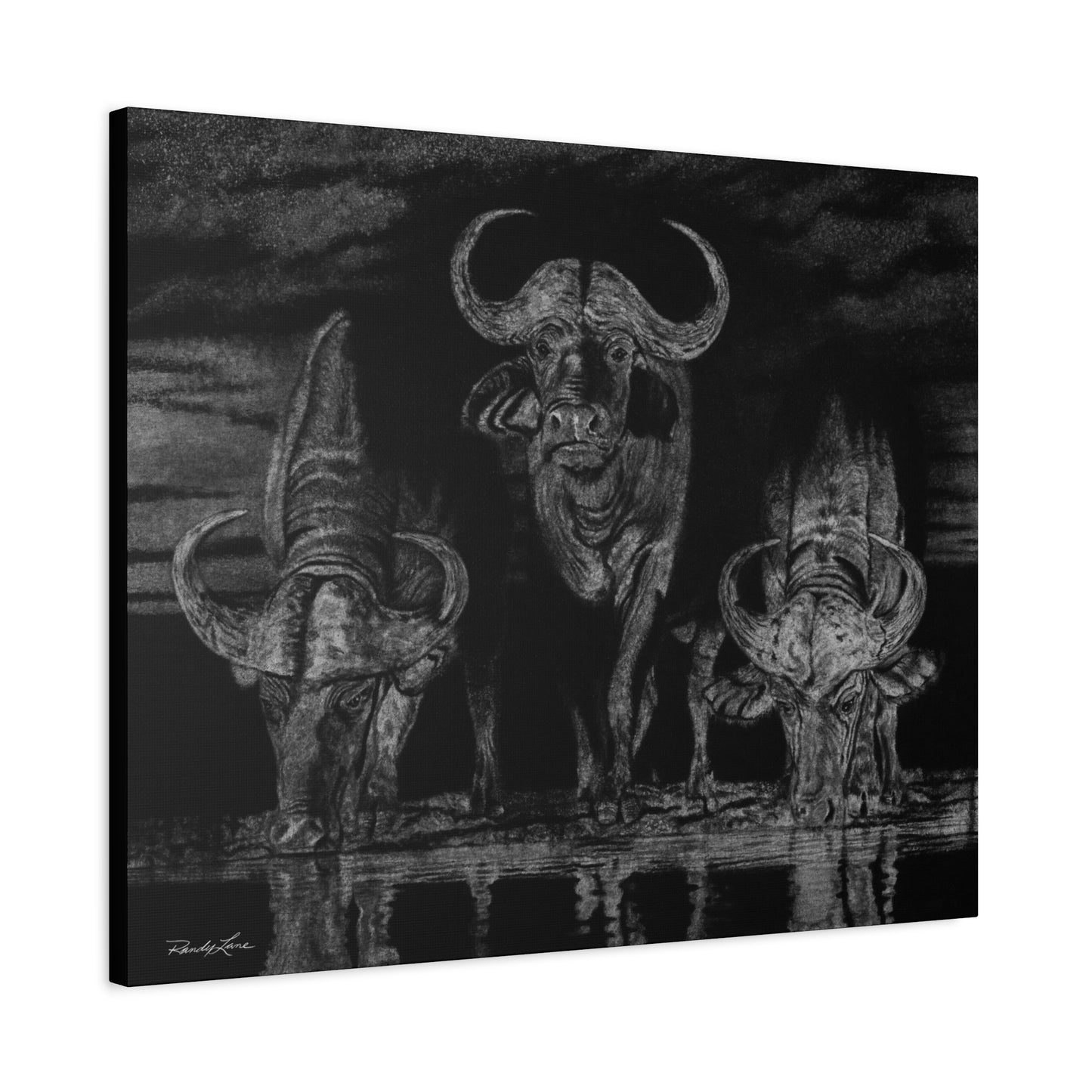 The Waterhole, Cape Buffalo,  Canvas Art