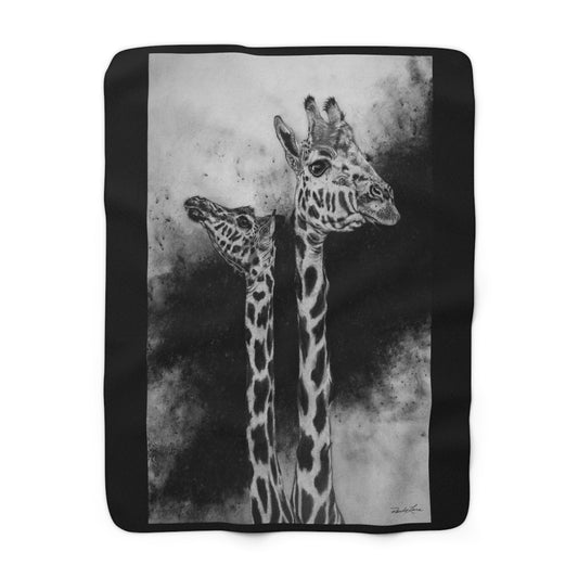 Grace in the Grassland, Giraffe Sherpa Fleece Blanket