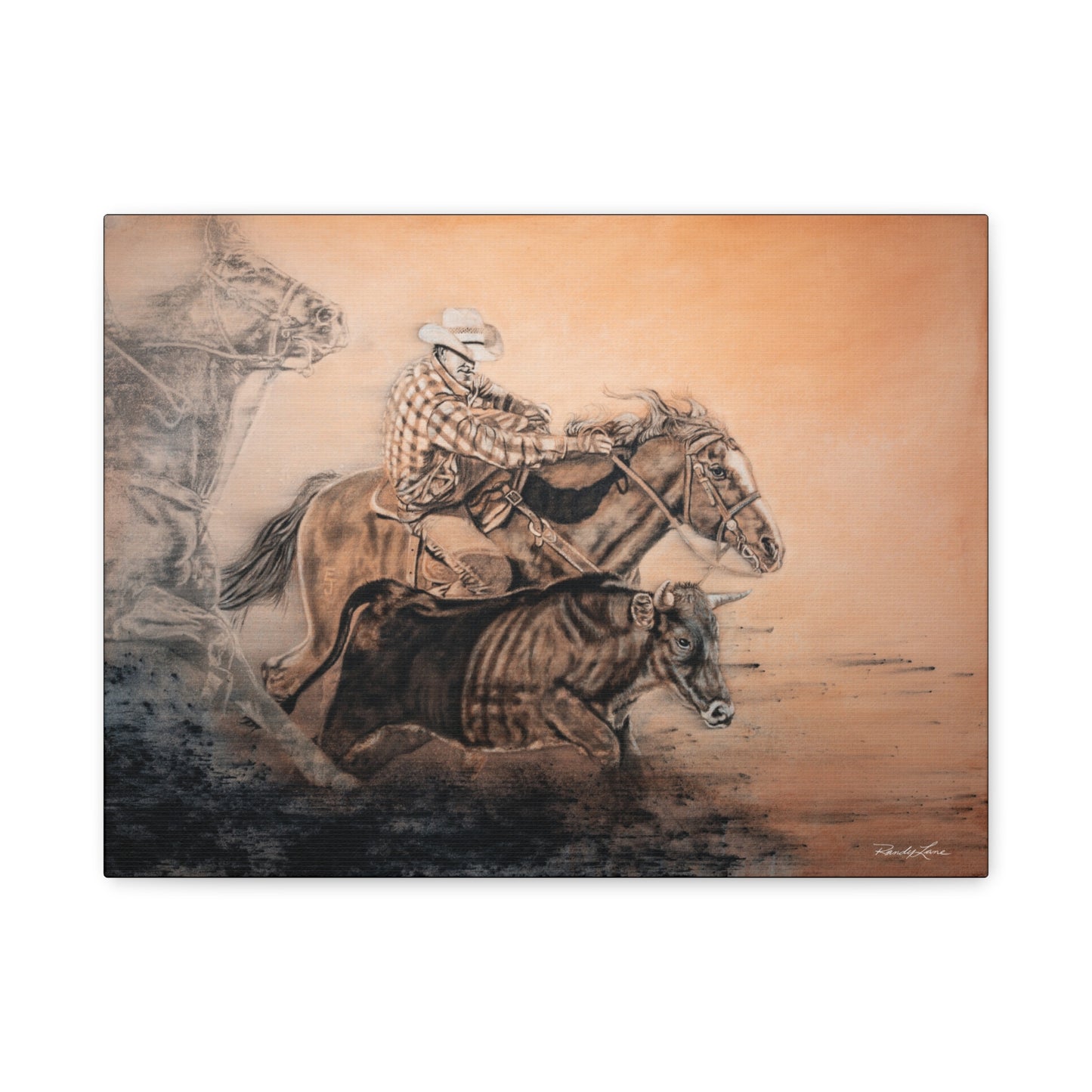 Get Some. Bulldogging Art Stretched Matte Canvas Print