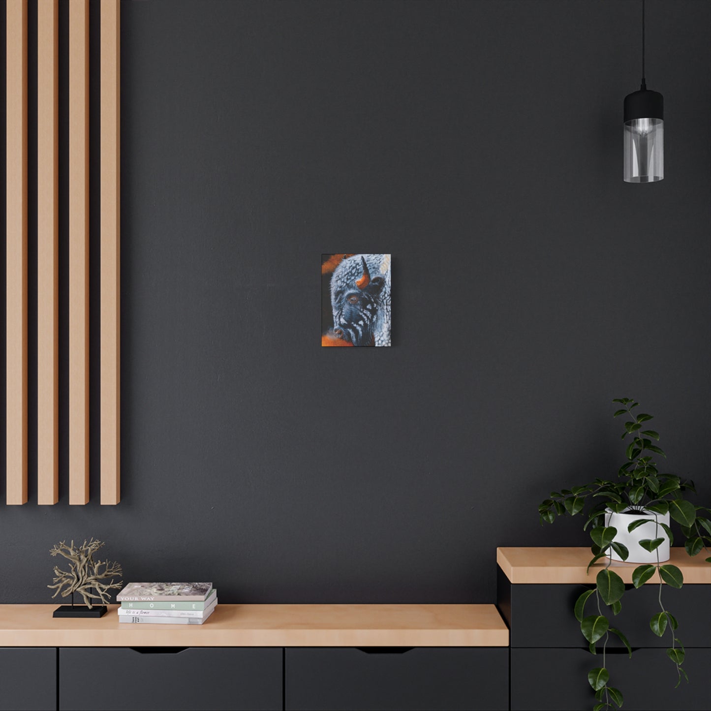 Storm Bison, Stretched Canvas Art Print