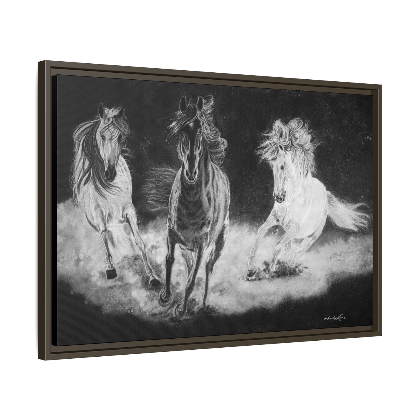 Midnight Run. Framed Stretched Matte Canvas Fine Art Horse Print