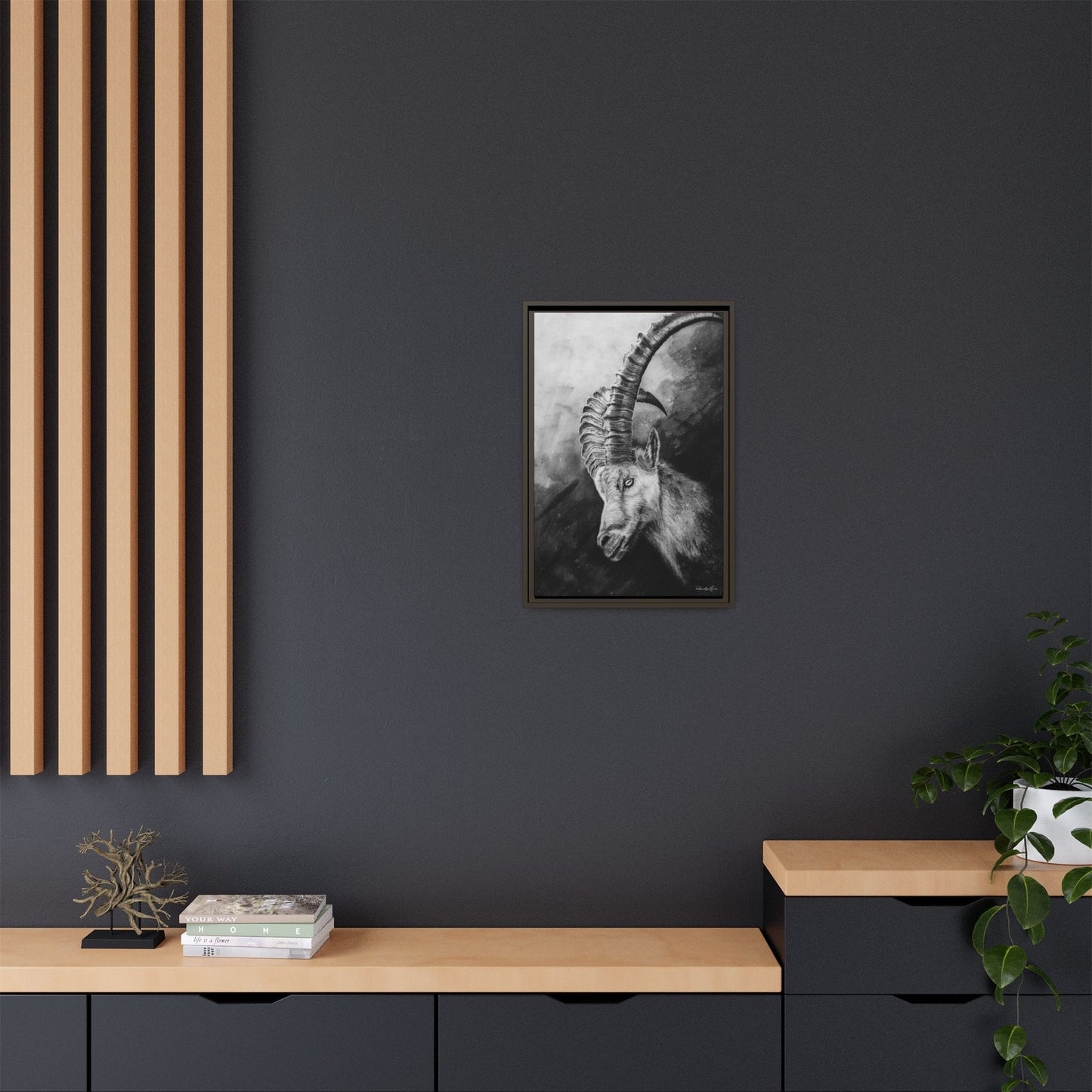 Apex,  Alpine Mountain Goat, Framed Matte Canvas Art Print,
