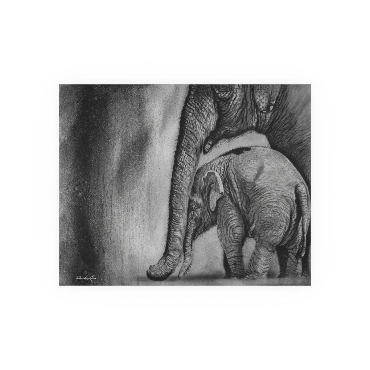 Trunks of Love, Elephant Mother & Calf Fine Art Print (Satin/Matte)