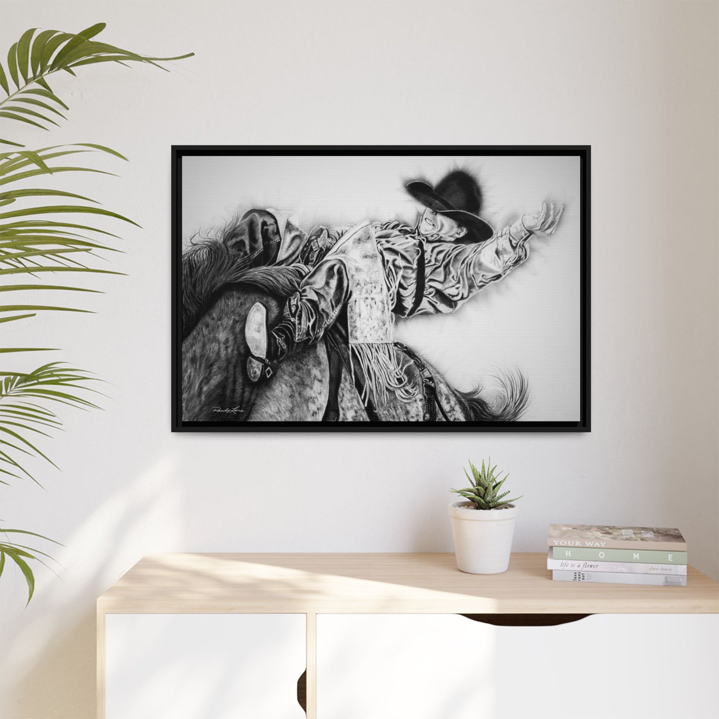 Go Time. Stretched Matte Canvas Framed Rodeo Art Print