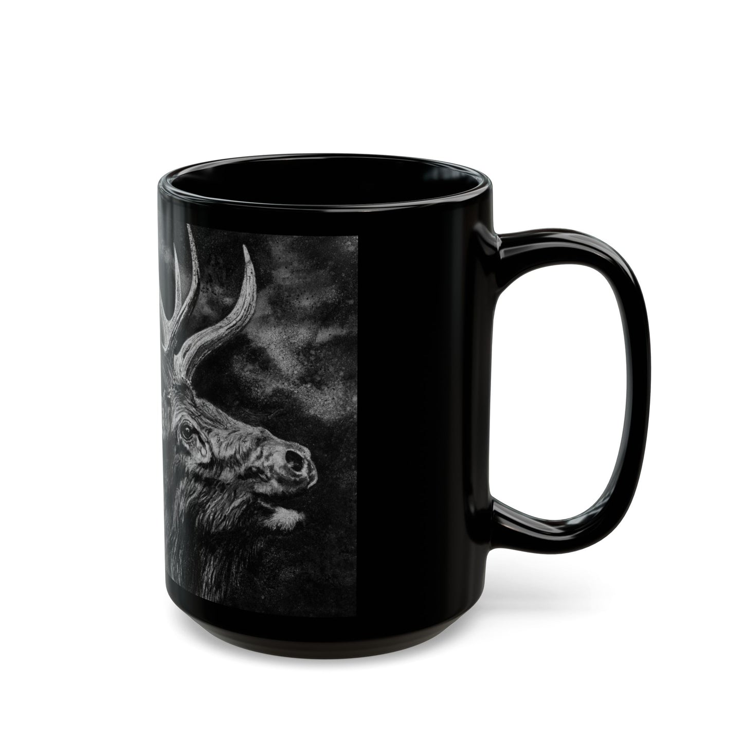 Gladiator, Black Mug with Majestic Elk Design