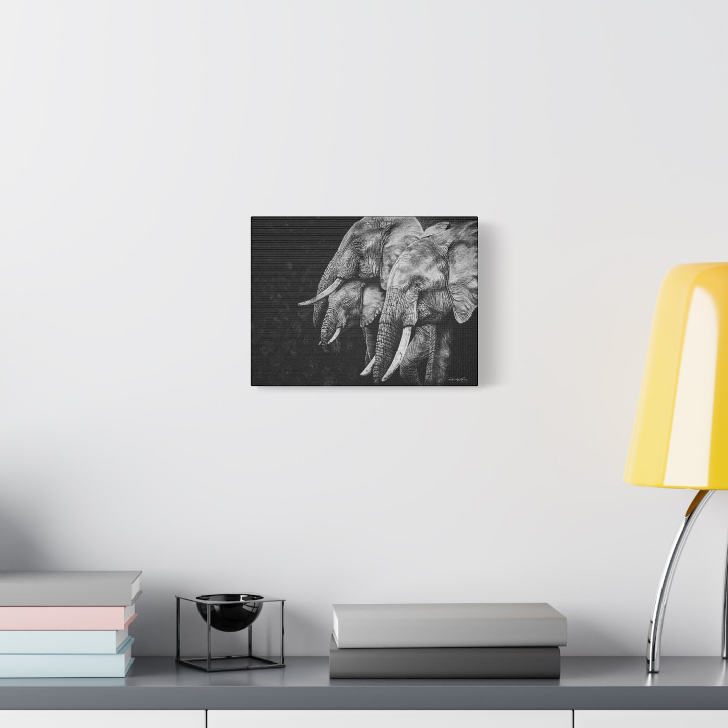 Brushland Bond. Elephant Art Stretched Canvas Print