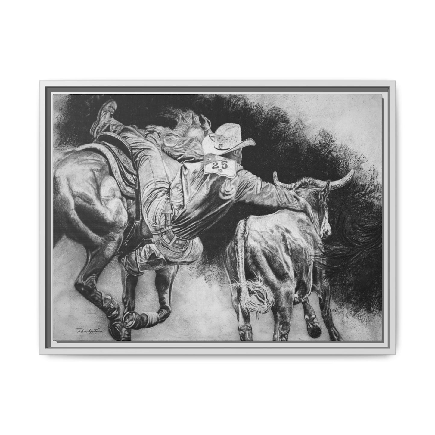 Contact. Cowboy Bulldogger Rodeo Art Framed Stretched Canvas Art
