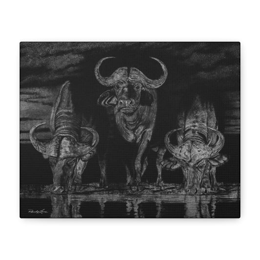 The Waterhole, Cape Buffalo,  Canvas Art