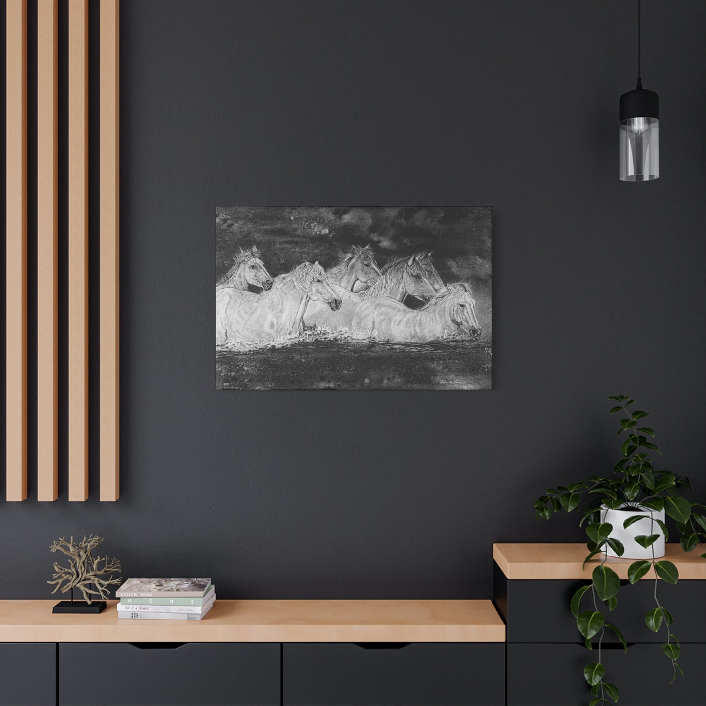 Night Swim, Horse Artwork Canvas Print