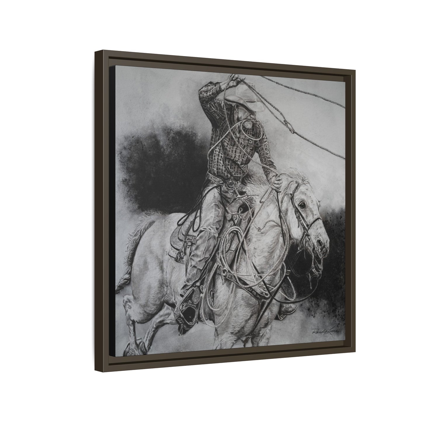 Let it Fly, Rodeo Tie-down Roper Painting, Matte Framed Stretched Canvas