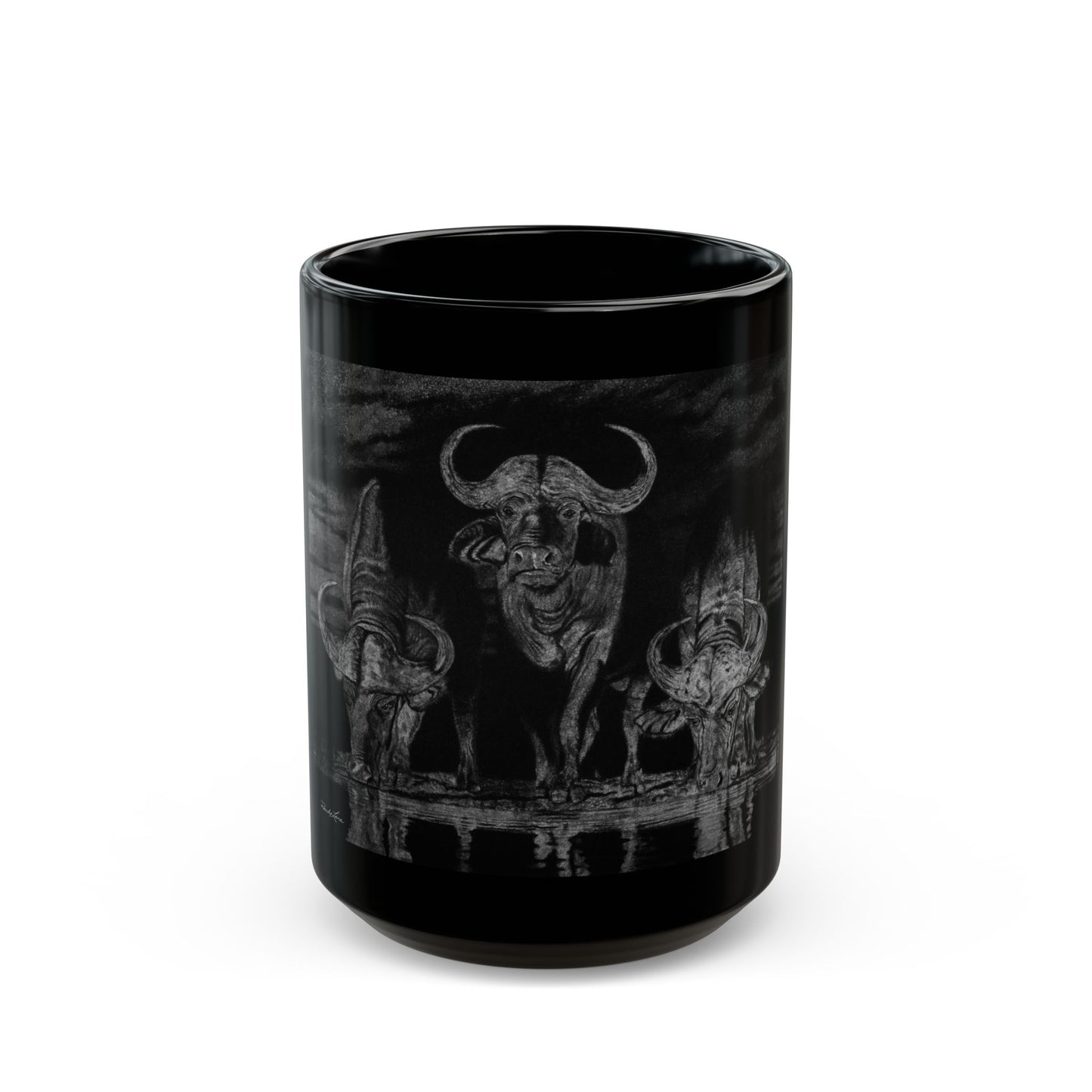 The Waterhole, Cape Buffalo Black Mug