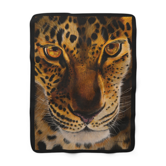 Windows to the Soul, Leopard Sherpa Fleece Blanket