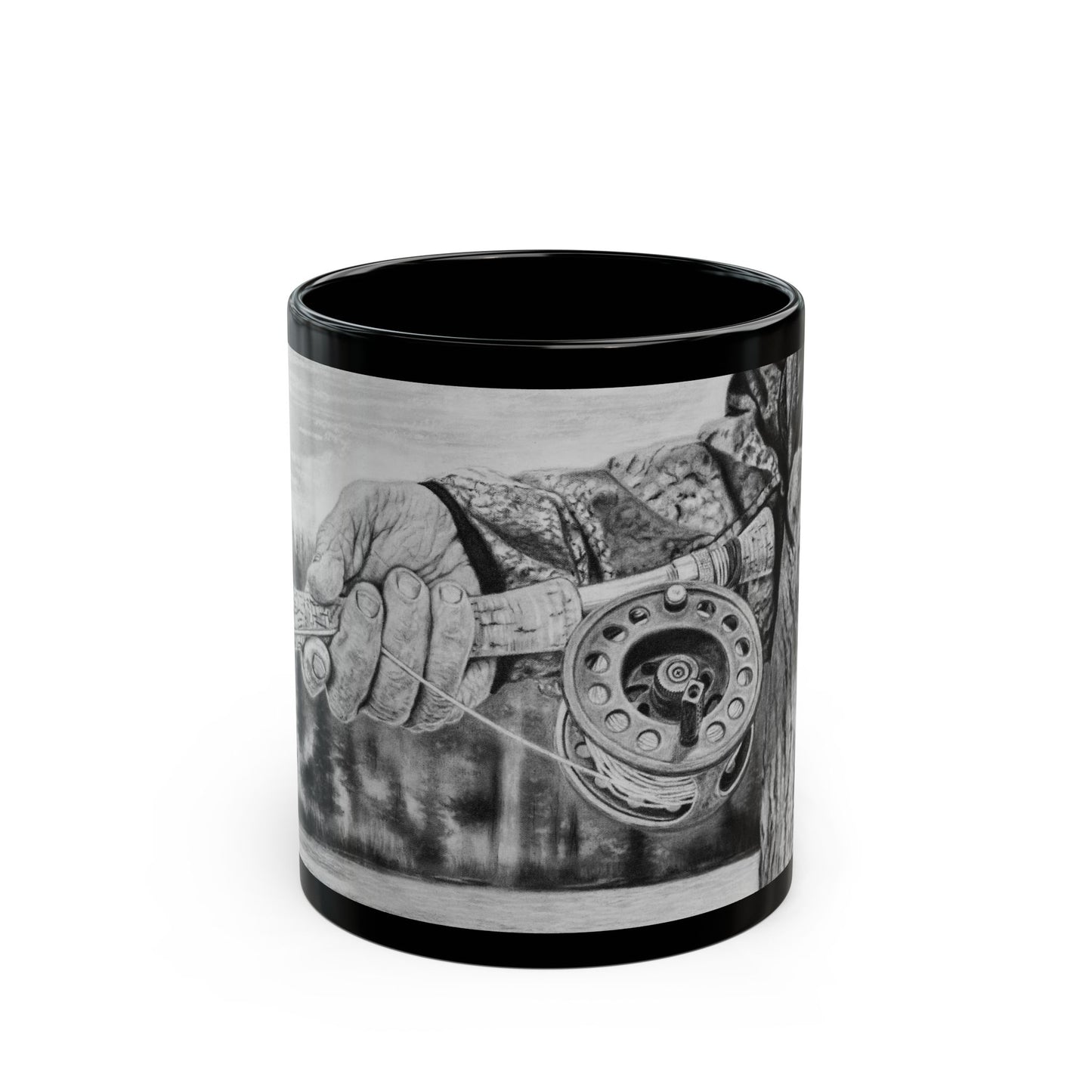 Therapy, Angler's Black Mug - Fishing Themed Coffee Cup for Outdoors Lovers