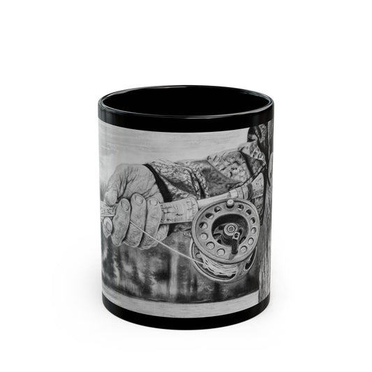 Therapy, Angler's Black Mug - Fishing Themed Coffee Cup for Outdoors Lovers