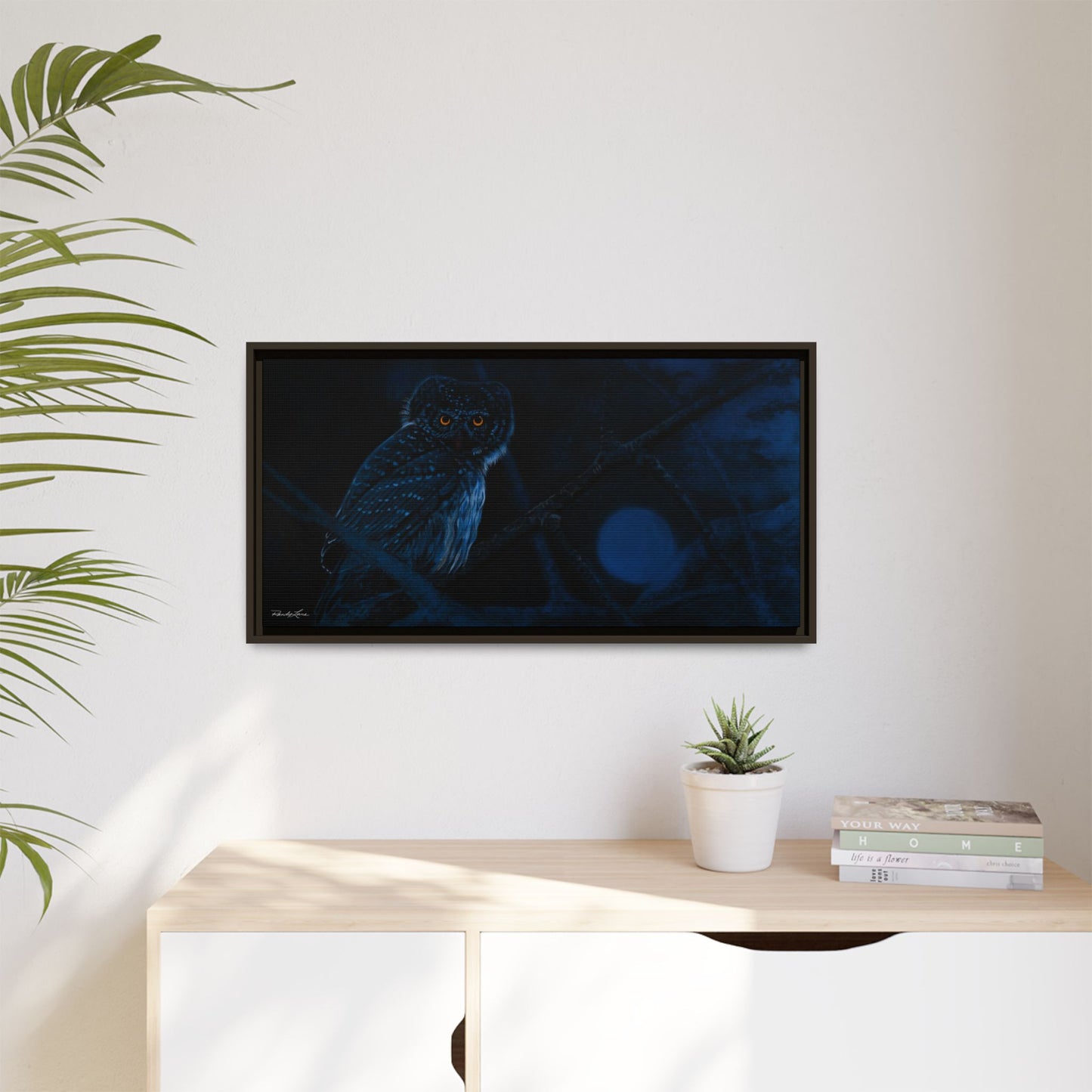 Bright Eyes, Framed Owl Canvas Art Print