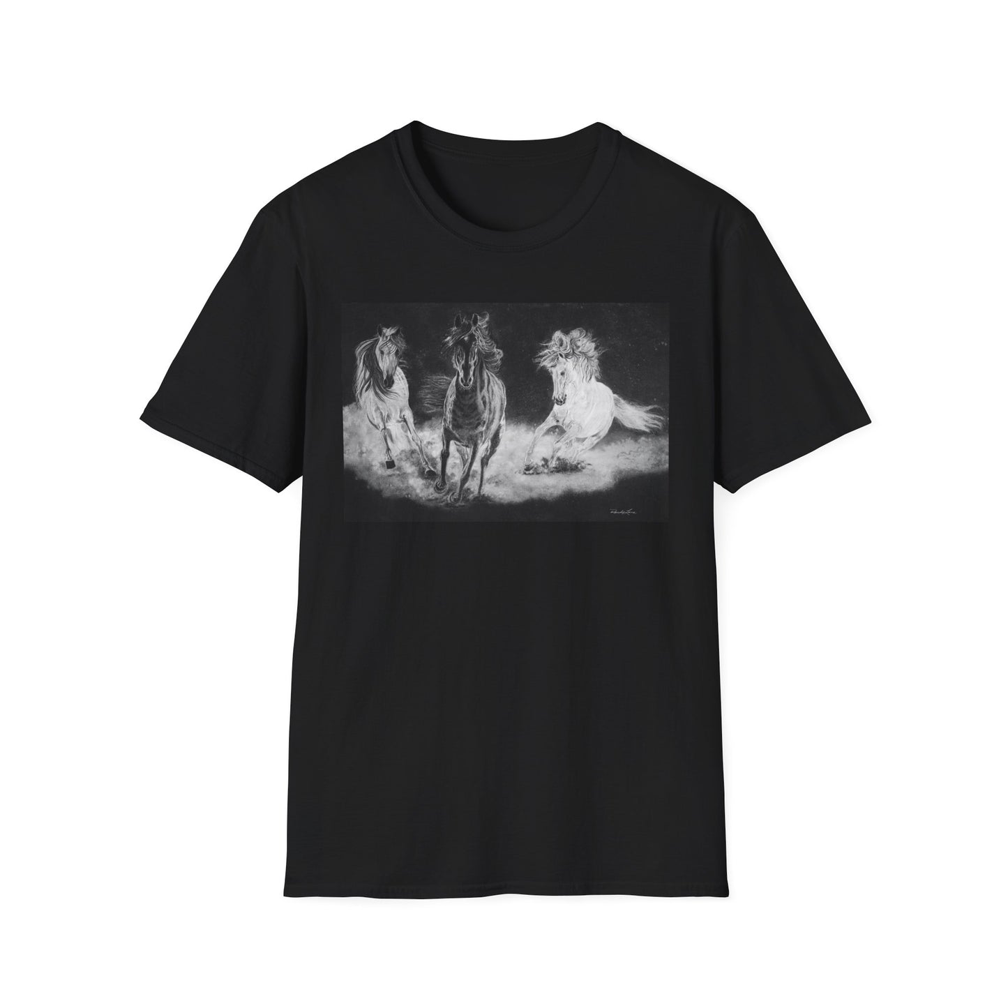 Midnight Run. Horse Graphic Unisex T-Shirt, Soft Cotton Shirt