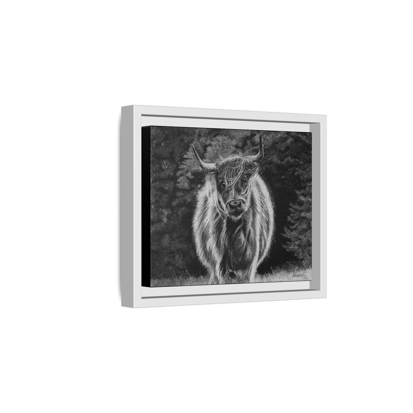 Ragamuffin. Highland Cow Framed Stretched Matte Canvas Print