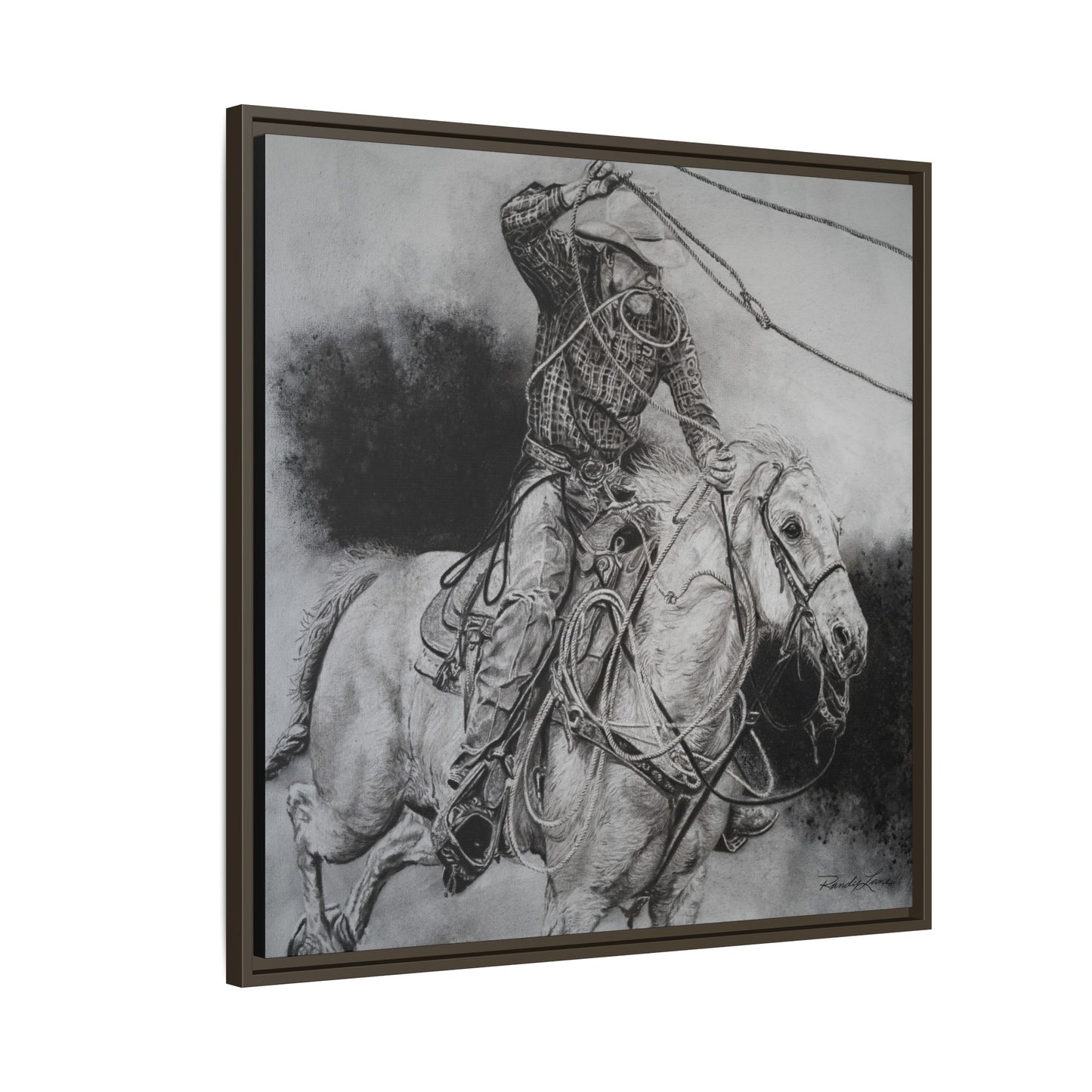 Let it Fly, Rodeo Tie-down Roper Painting, Matte Framed Stretched Canvas