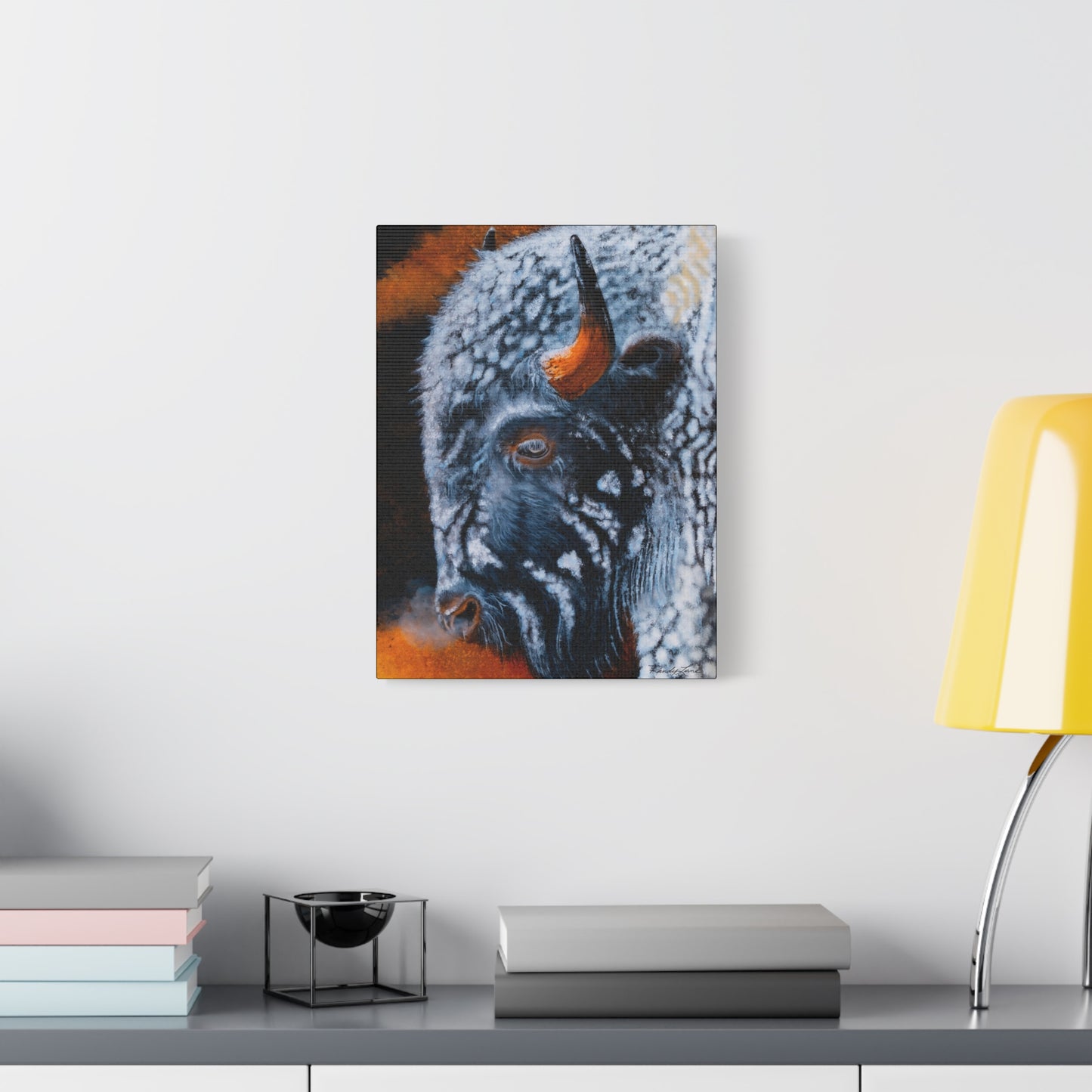 Storm Bison, Stretched Canvas Art Print