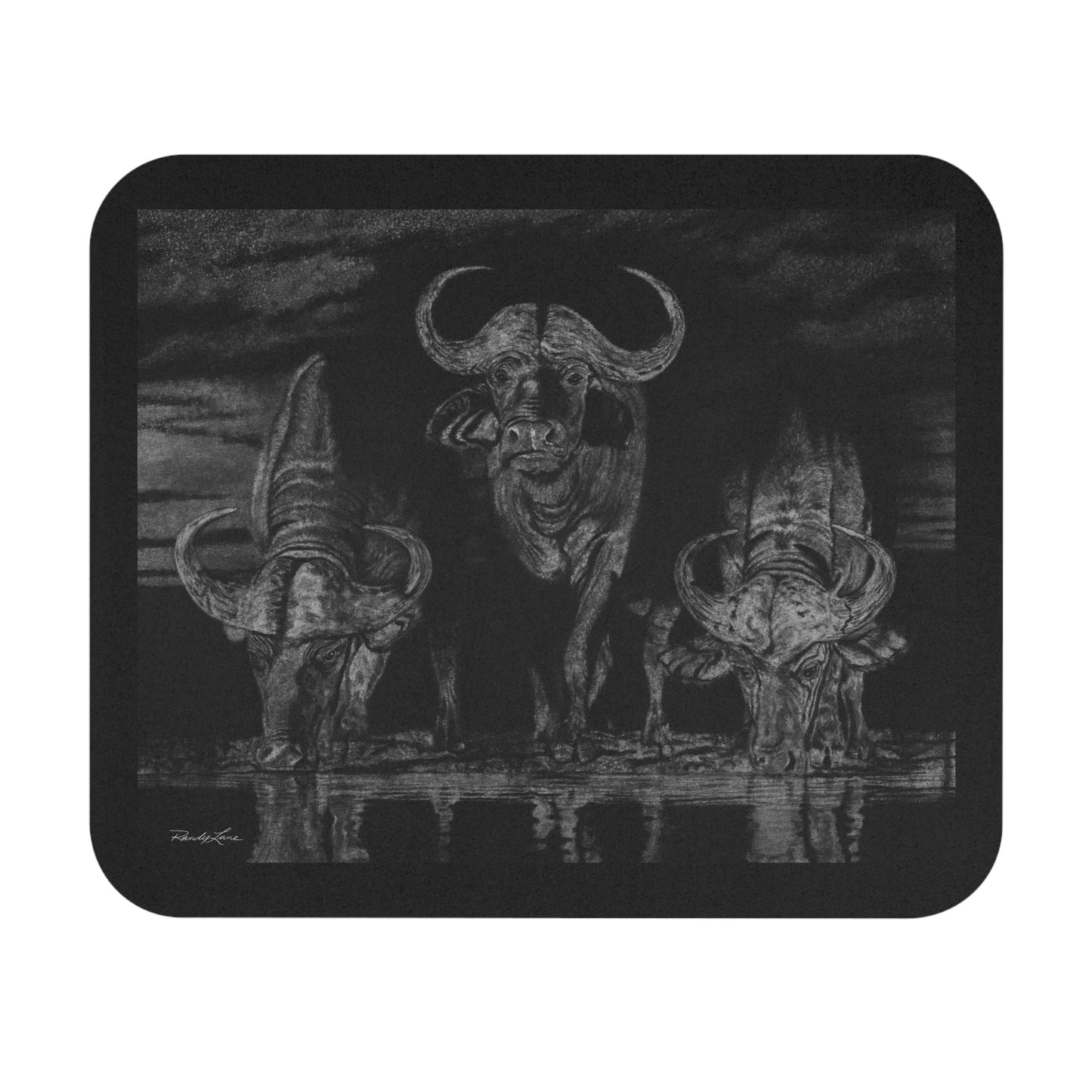 The Waterhole, Cape Buffalo Themed Mouse Pad