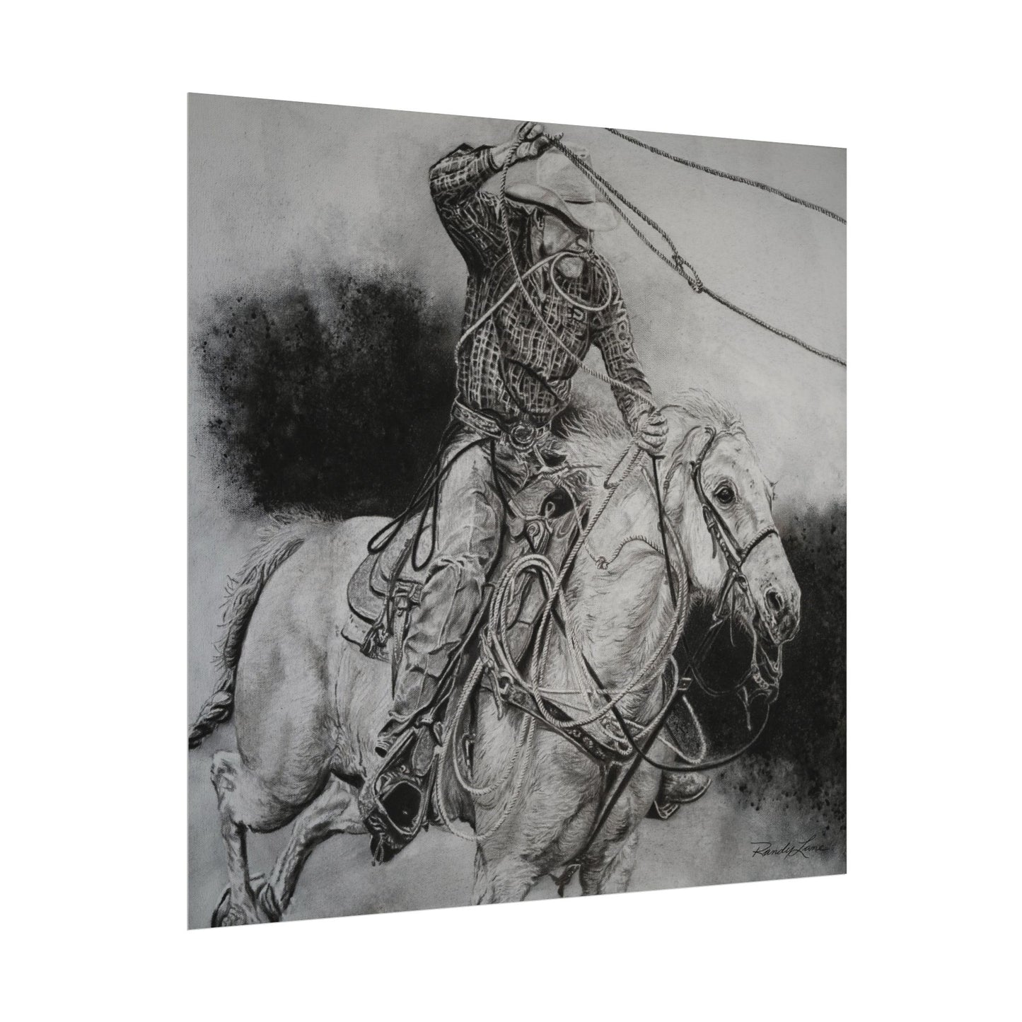 Let it Fly, Rodeo Tie-down Roper Painting, Textured Matte Print